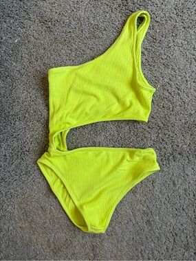 Neon Green One-Shoulder Cutout body suit